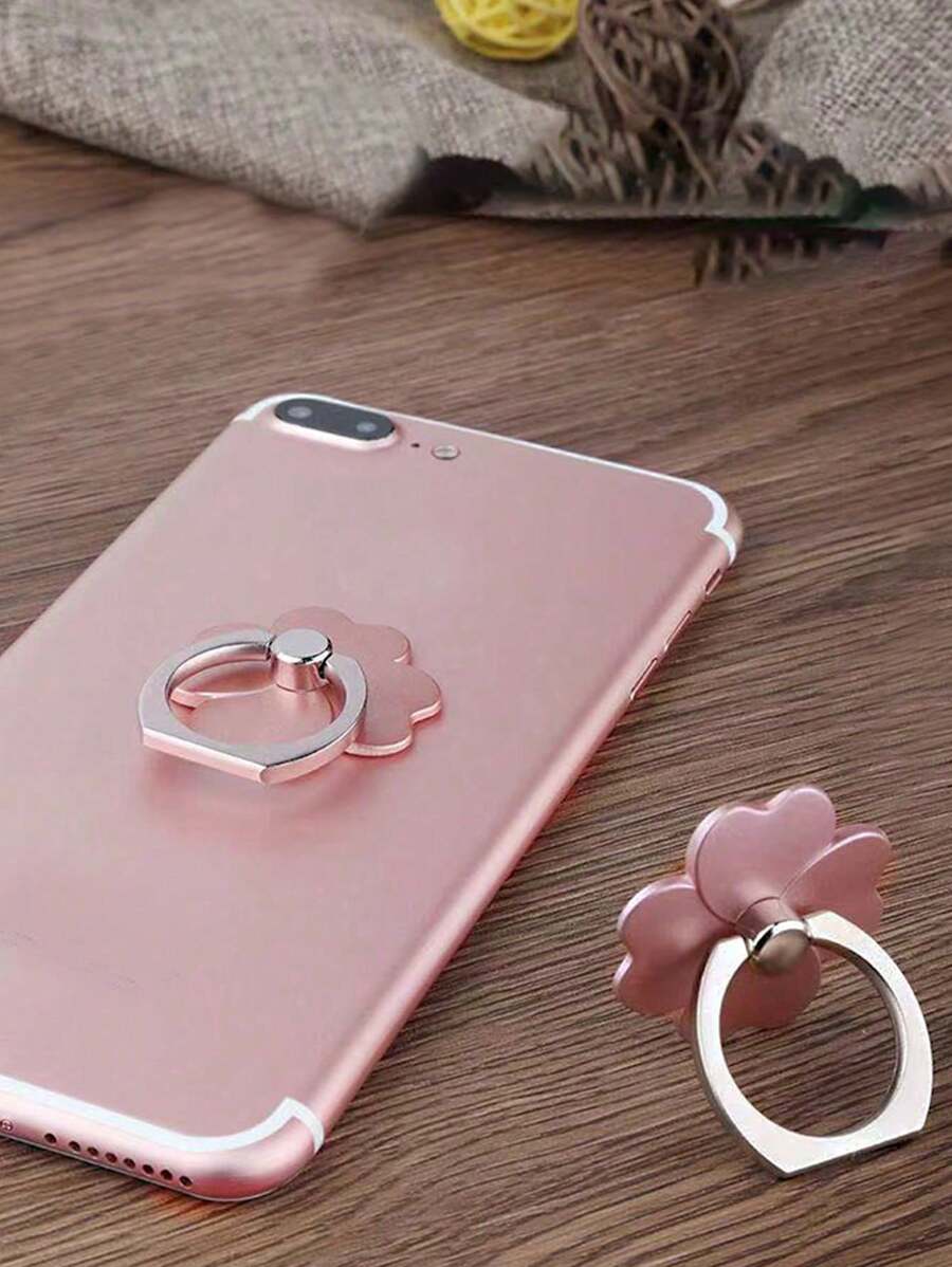 1 pieza Soporte de anillo para teléfono con forma de flor rosa de aleación de zinc, soporte universal de escritorio adhesivo para el dedo, compatible con iPhone, Android, regalo para cumpleaños, familia, amigos