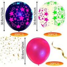 165 件彩虹气球拱门花环套装，带紫外线荧光气球，夜光派对，让我们一起发光生日婚礼回到 80 年代 90 年代迪斯科派对装饰，圣诞节 - 1 - 查看 9