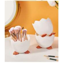 Home Storage Cartoon Pen Holder Office Broken Shell Egg Storage Box Cute Multifunctional Makeup Brush Desktop Storage Bucket - White - View 11