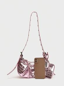 Dedoo In The Summer Of 2025, The New Drawstring Women's Bag Fashion Bucket Bag Rivet Motorcycle Bag Three-Piece Wide Strap Crossbody Bag Valentines