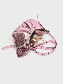 Dedoo In The Summer Of 2025, The New Drawstring Women's Bag Fashion Bucket Bag Rivet Motorcycle Bag Three-Piece Wide Strap Crossbody Bag Valentines