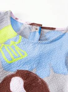 mini bala Young Girls  Dress Summer Breathable Ruffle Trim Small Sleeve Dress - Coffee - View 6