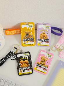 1 件可爱熊公交卡夹 - 硅胶挂绳、身份证/校园卡套、便携式腕带，可快速刷卡并展示，适合学生、返校礼物