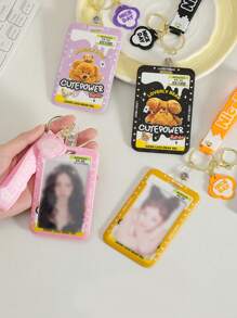 1 件可爱熊公交卡夹 - 硅胶挂绳、身份证/校园卡套、便携式腕带，可快速刷卡并展示，适合学生、返校礼物