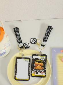 1 件可爱熊公交卡夹 - 硅胶挂绳、身份证/校园卡套、便携式腕带，可快速刷卡并展示，适合学生、返校礼物