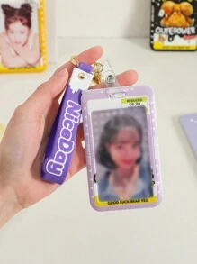 1 件可爱熊公交卡夹 - 硅胶挂绳、身份证/校园卡套、便携式腕带，可快速刷卡并展示，适合学生、返校礼物