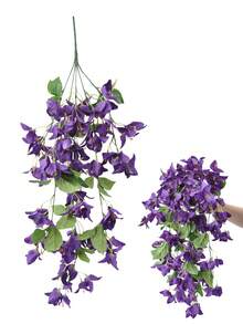 1 PIEZA Planta colgante artificial de seda, flor de buganvilla, corona triangular de flor de ciruelo adecuada para decoración de primavera y otoño al aire libre, arco de boda, pared, jardín, porche, decoración del hogar - 1 colgante de ratán de buganvilla. - Ver 15