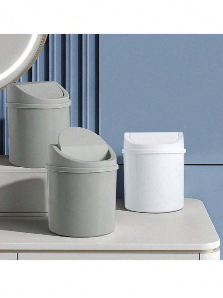 1pc Desktop Trash Can Household Mini Trash Can Creative Living Room Table With Lid Paper Basket - Multicolor - View 1