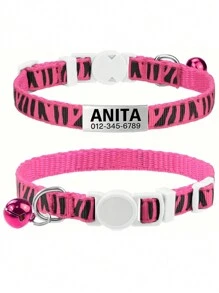 Customizable Cat Collar With Breakaway Buckle - Adjustable, Stylish, And For Kittens And Cats - Personalized With Name ID Tag And Bell Ornamental,Engraved Stylish,Fashion,Colorful,Vintage,Cute,Contracted,Cuties Custom,Unique,Customized,Personalized Pet For Anniversaries,For Birthdays,Vacay Vibes,Outdoor Living Inspo - Multicolor - View 9