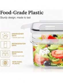 3/5/9/11/12/15/24/28入組密封食品儲存容器與蓋子，不漏水的廚房儲物盒套裝，無Bisphenol A塑料廚房儲存容器，適用於麵條、穀物、粉、糖罐等食物儲存 - 黑與白 - 查看 6