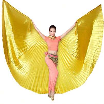 Adult Colorful Belly Dance Wings With Telescopic Sticks For Dance Performance & Cloak Costume
