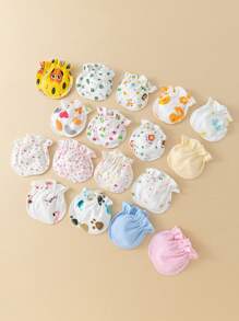 6双婴儿防抓手套，随机图案，17种款式混搭，包含6双婴儿手套 - 彩色 - 查看 3