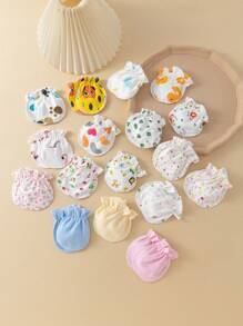 6双婴儿防抓手套，随机图案，17种款式混搭，包含6双婴儿手套 - 彩色 - 查看 4