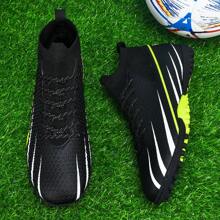 1 双男女通用带钉训练鞋,适用于户外人造草坪、室内训练场、专业运动鞋、前系带足球鞋、防滑橡胶鞋底、TF 短钉鞋 - 黑色 - 查看 6