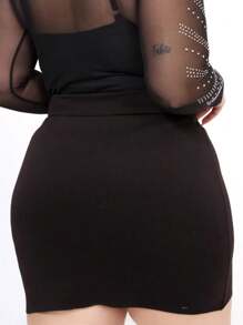 Plus Size Skirts - Black - View 4