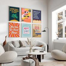 6pcs/Set Retro Growth Mindset Classroom Poster, Groovy Classroom Decor, Inspirational Poster Bundle, Inclusion Posters, Motivational Prints - Multicolor - View 3