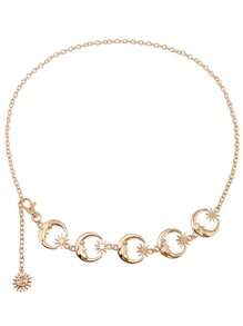 Phụ Nữ Mặt Trăng & Ngôi Sao Trang Trí Dây Chuyền Thời Trang Dây Trang Trí Hàng Ngày - Vàng - Xem 2