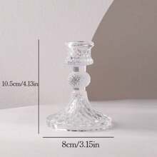 1 Piece Set Of Vertical Diamond Patterned Retro Glass Candle Holder Decorations, Candle Holder Seats, Family Candlelight Dinner Props, Romantic Atmosphere Decoration On The Dining Table - Clear - View 9