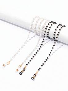 1 chiếc dây đeo kính thời trang màu đen trắng đính ngọc trai giả, dây đeo kính mắt, phụ kiện kính mắt bằng silicon chống trượt, chống thất lạc, dây đeo kính, giá đỡ khẩu trang. - nhiều màu - Xem 6