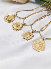 1 套 5 件复古风格不锈钢太阳金色吊坠，适用于珠宝 DIY、配饰 - 太陽 - 查看 2