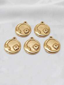1 套 5 件复古风格不锈钢太阳金色吊坠，适用于珠宝 DIY、配饰 - 太陽 - 查看 3