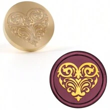 1 个 25 毫米圆形蜡封，配有可拆卸黄铜头、舞狮帽、气球、椰子树、瓶子和蘑菇，用于邀请函、万圣节礼品包装和贺卡。 - 金色 - 查看 18