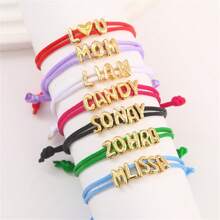 Vòng tay bện 26 chữ cái, Bảng chữ cái bong bóng DIY Dây đầy màu sắc Tùy chỉnh tên Vòng đeo tay cho bé gái và phụ nữ, Quà tặng - Đỏ - Xem 2