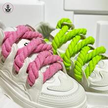 1 对编织圆形 1 厘米粗三股绳鞋带，适用于鞋子/包包/服装装饰 - 玫紅色 - 查看 6