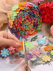 1roll 35.4in Daisy Flower Lace Trim For Wedding And Handmade Crafts-Color Random - Multicolor - View 1