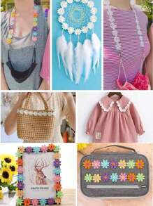 1roll 35.4in Daisy Flower Lace Trim For Wedding And Handmade Crafts-Color Random - Multicolor - View 2