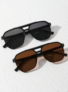 2 piezas Gafas de moda con doble puente y marco ovalado, ideal para adolescentes, viajes, exteriores y playa, gran opción de regalo