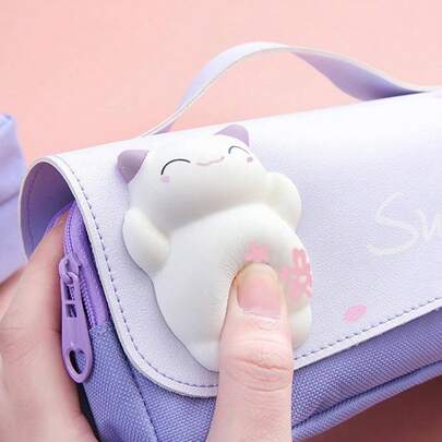 1个可爱小学生多功能大容量可拆卸甜甜圈造型减压铅笔盒、铅笔袋、书包、文具