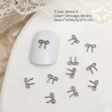 30Pcs Small Tiny Bows For Nails, Mini Bows Charms For Natural Short Nail, Metal Alloy Bows For Nails Toes, Bows For Crafting DIY Nail Gems Nail Supplies