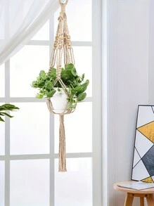 Boho-Chic 4pcs White Macrame Plant Hangers -Versatile Lengths -Ideal For Home & Garden Decor,Home Decor ,Room Decor,Wall Decor Gifts Birthday Graduation