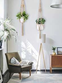 Boho-Chic 4pcs White Macrame Plant Hangers -Versatile Lengths -Ideal For Home & Garden Decor,Home Decor ,Room Decor,Wall Decor Gifts Birthday Graduation