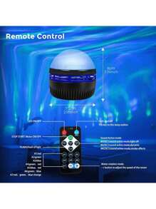 1入組星系LED投影燈，7種顏色圖案星空夜燈，海洋波浪效果，適用於臥室、主題燈光、房間裝飾、聖誕節、情人節、露營、婚禮、家庭影院、天花板、環境氛圍、藝術裝飾、派對背景（USB供電，帶遙控器） - 彩色 - 查看 6