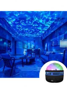 1入組星系LED投影燈，7種顏色圖案星空夜燈，海洋波浪效果，適用於臥室、主題燈光、房間裝飾、聖誕節、情人節、露營、婚禮、家庭影院、天花板、環境氛圍、藝術裝飾、派對背景（USB供電，帶遙控器） - 彩色 - 查看 5