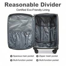 24 Inch 28 Inch Check-In Suitcase Lightweight Expandable Soft Shell With TSA Lock And 4 Spinner Wheels Durable Unisex Travel Luggage For Business And Personal Trips - Grey - View 11