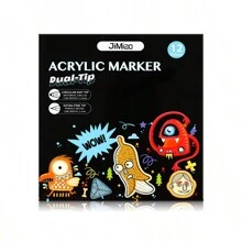 Prolene Mark筆，雙頭不透明紙張水性堆疊色丙烯筆軟頭刷，雙頭水粉膠彩記號筆，顏色防水顏料油漆鞋DIY陶瓷塗鴉筆，金屬筆，點鳴筆，手繪筆，亮色金屬筆雙頭標記筆 - 彩色 - 查看 15