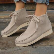 1 Pair New Style Fashionable Comfortable Soft Bottom Lace-Up Square Toe Wedge Heel Women's Casual Sneakers For Outdoor Wear
