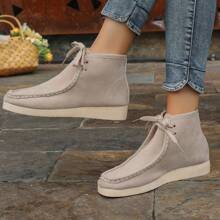 1 Pair New Style Fashionable Comfortable Soft Bottom Lace-Up Square Toe Wedge Heel Women's Casual Sneakers For Outdoor Wear