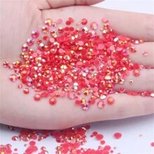 500/1000 viên đá thạch Resin DIY Đá thạch phẳng Đá thạch tròn Mini Đá thạch làm đồ trang sức, Trang trí ốp điện thoại, Giày dép, Quần áo, 2mm/3mm/4mm/5mm/6mm - Màu đỏ lớn - Xem 7