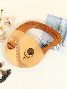 24-String Box-Style Lyre Harp With Reindeer Pattern, Mini Vertical Harp For Beginners, Small Lyre Instrument - 24-string Box-type Lyall Elk Model - View 3