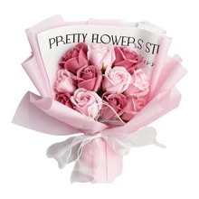 1PC Kunstmatig Bloemenboeket Bevat 11 Kunstrozen, Bloemen Inpakpapier, 33cmx22cm Onsterfelijke Zeepbloemen, Geschikt Als Verjaardags- Of Jubileumcadeaus Voor Moeder, Beste Vrienden, Moederdag Valentijnsdag Cadeaus, Bruiloft Souvenirs En Festivals Feest Thuis Tafeldecoratie Cadeaus, Verjaardags- Of Feestcadeau Voor Vrouwen, Valentijnsdag, Cadeau