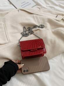 Bolso bandolera de moda nueva de cadena metálica mini - Burdeos - Ver 5
