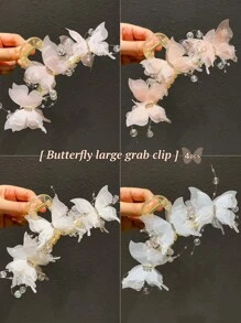 1/2/4件女士蝴蝶爪夹2024新款时尚高端甜美发夹枕发爪发夹 - 彩色 - 查看 3