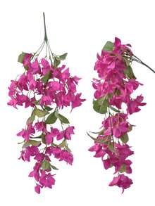 1 PIEZA Planta colgante artificial de seda, flor de buganvilla, corona triangular de flor de ciruelo adecuada para decoración de primavera y otoño al aire libre, arco de boda, pared, jardín, porche, decoración del hogar - 1 colgante de ratán de buganvilla. - Ver 13