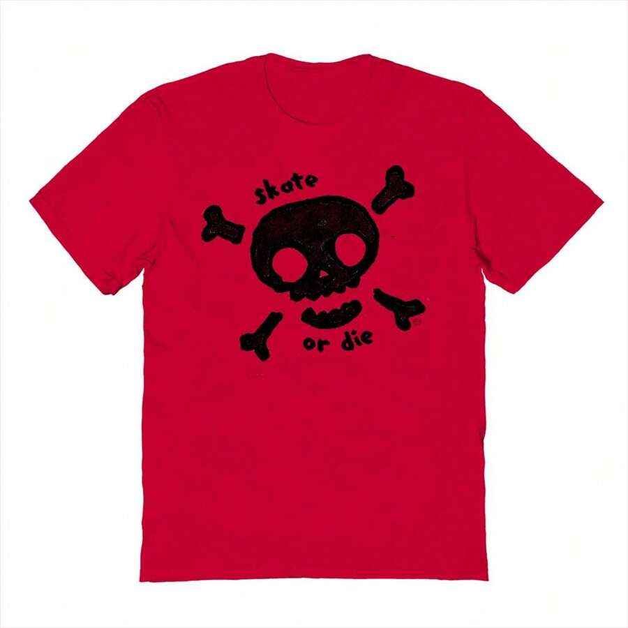 Haywood & Main Skate Or Die Unisex Graphic Cotton Short-Sleeve T-Shirt - 紅色 - 查看 1