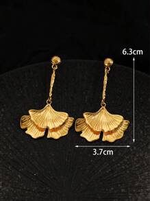 1 Paire De Boucles D'oreilles Pendentifs Créatives Et Chics En Forme De Feuilles De Ginkgo Avec Texture D'écorce D'arbre Pour Un Usage Quotidien Pour Les Femmes