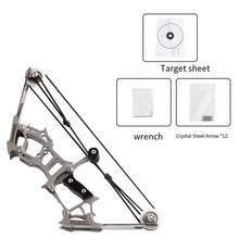 Mini Compound Bow, Small Roller Bow, Short Axis Bow For Archery Practice And Leisure Indoor/Outdoor Activities; Comes With 12 Arrows, 1 Target Paper, And 1 Wrench - Silver - View 7